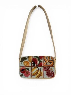 Viral Tropical Fruit Hand Beaded Shoulder Bag—NWT